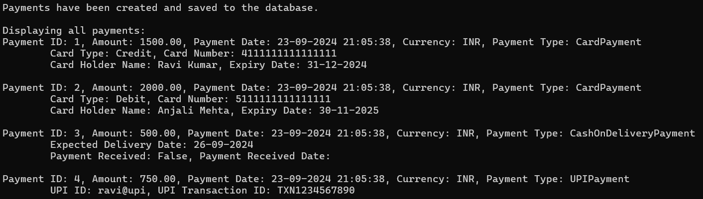Example to Perform Create and Read Operations using TPH in EF Core