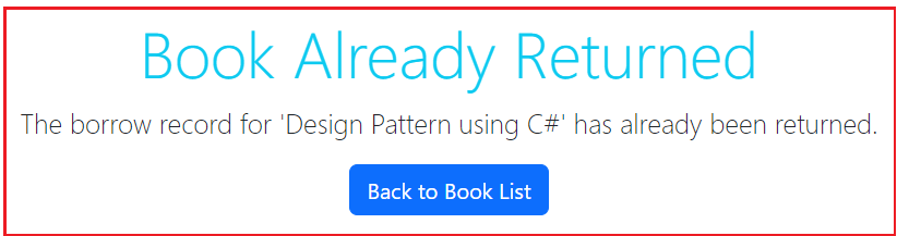 Book Already Returned Page