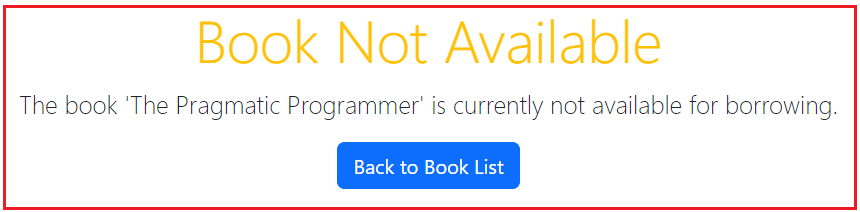 Book Not Available for Borrow Page