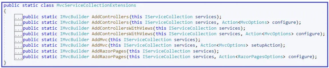 AddController vs AddMvc vs AddControllersWithViews vs AddRazorPages