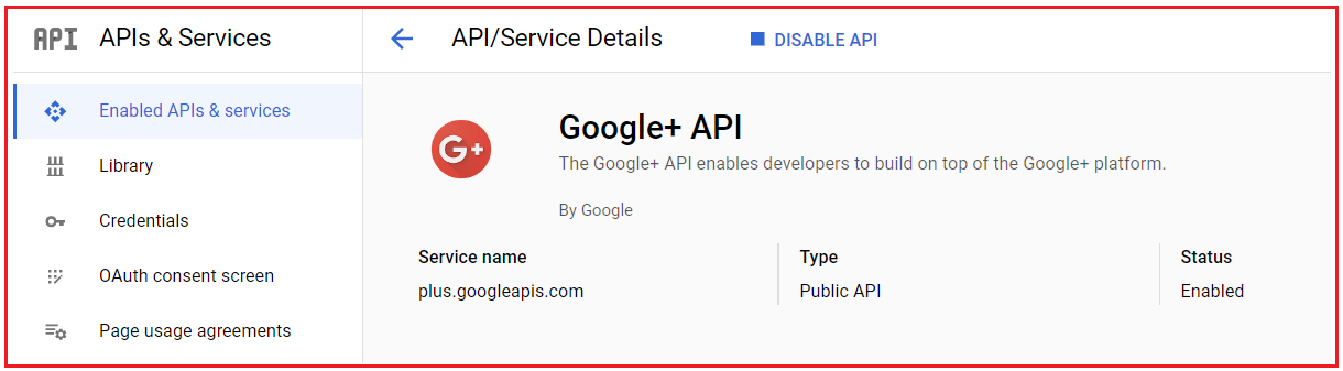 Enable Google+ API for External Authentication