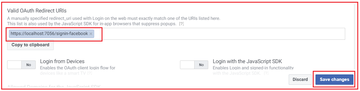 Facebook Account External Login Setup