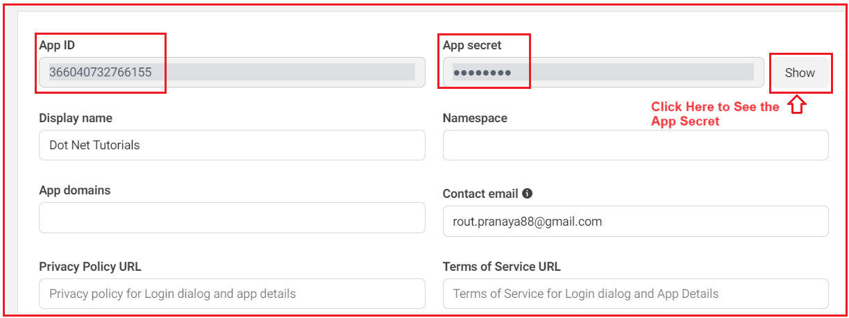 Get App ID and App Secret
