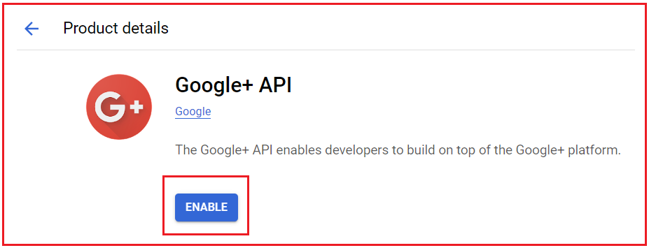 Enable Google+ API for External Authentication