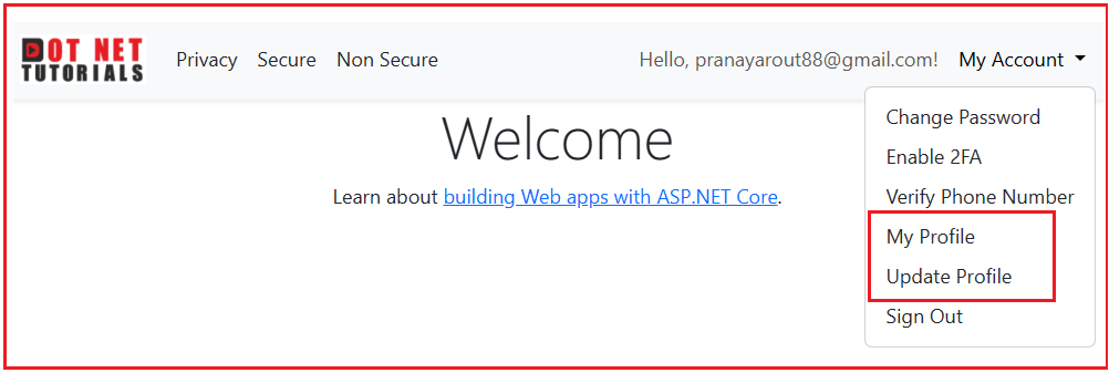 Implementing View and Edit Profile in ASP.NET Core Identity
