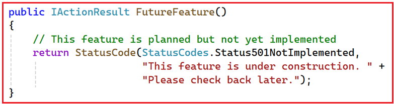How to Return 501 HTTP Status Code in ASP.NET Core Web API