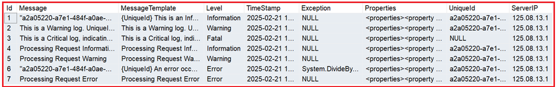Logging into a SQL Server Database with Serilog
