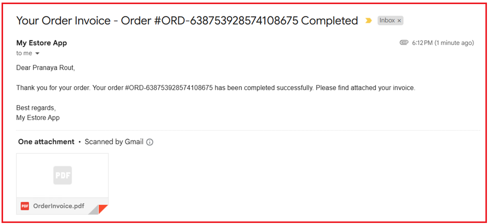 Order Confirmation Email and Order Invoice Attachment