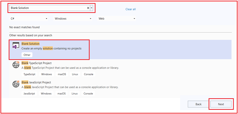 Create a New Blank Solution