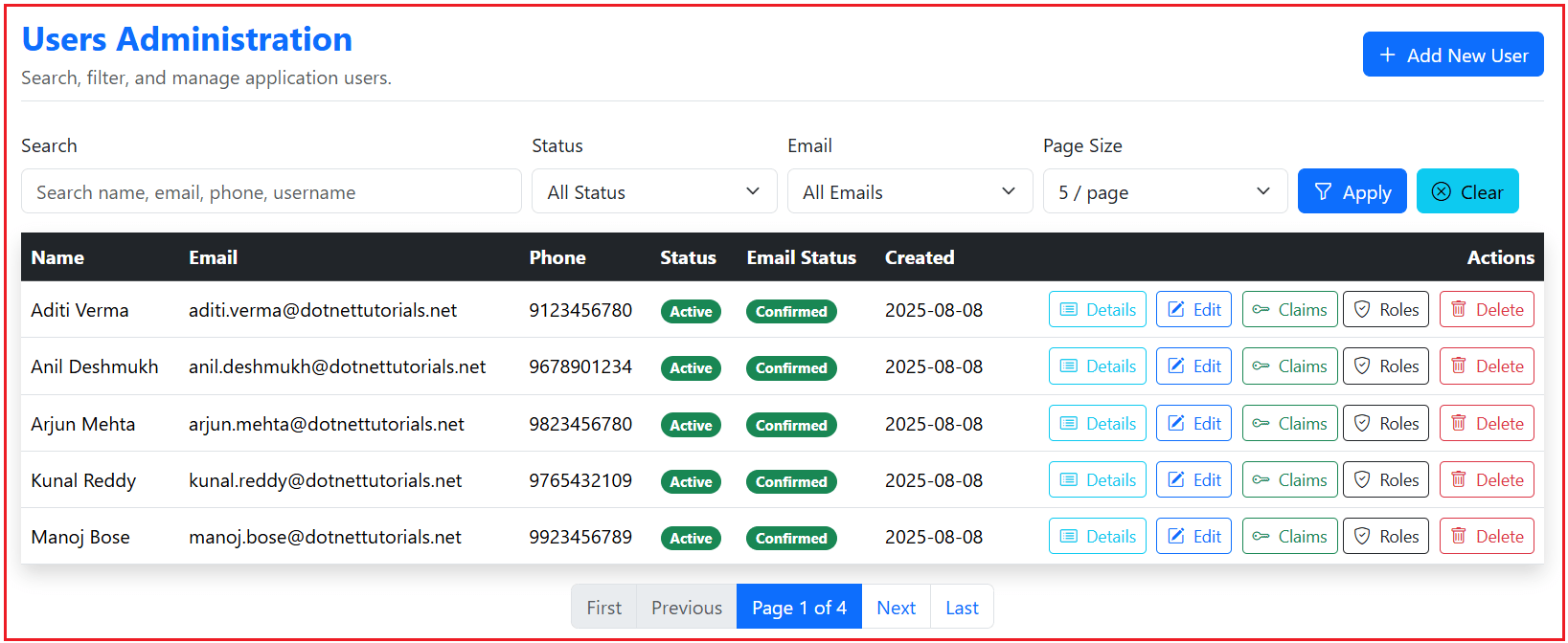 Manage User Claims in ASP.NET Core Identity