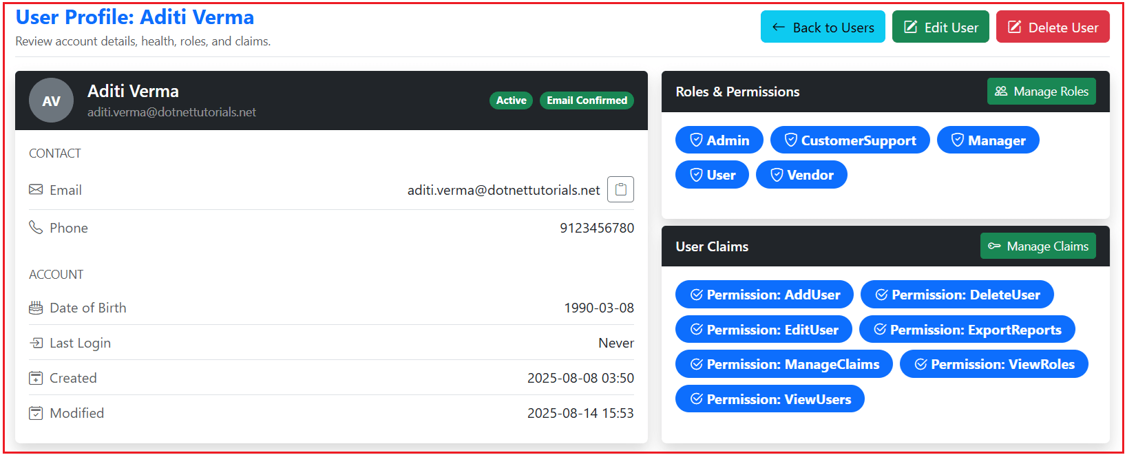 User Claims in ASP.NET Core Identity