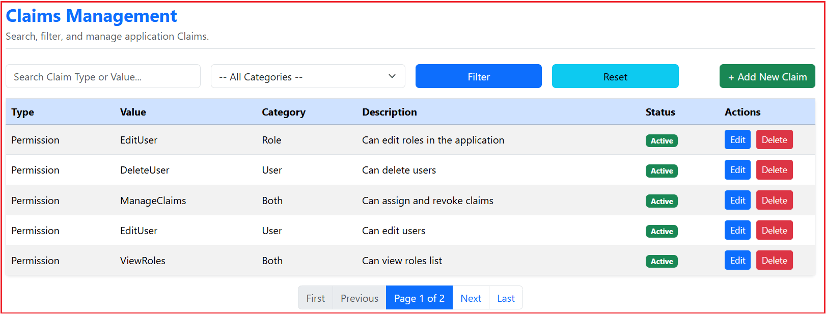 How to Implement Claims Management Application in ASP.NET Core Identity