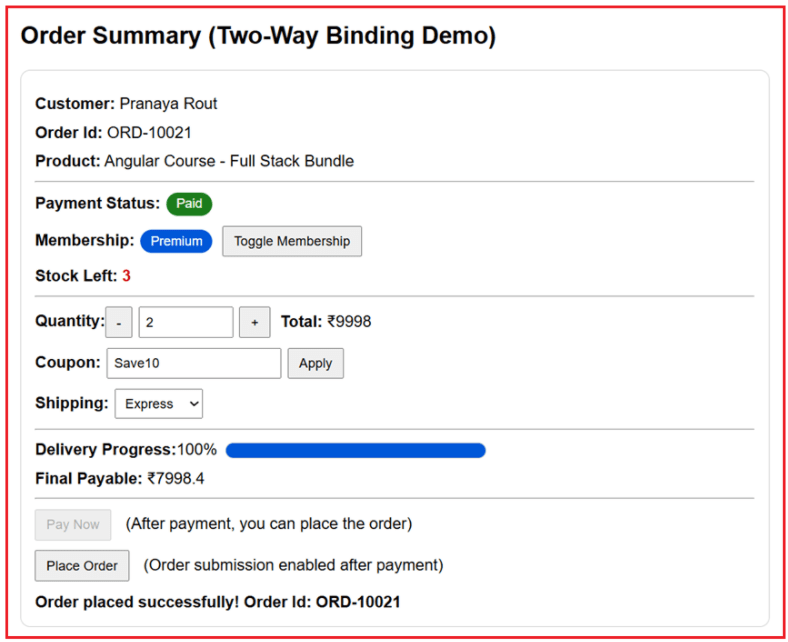 Angular Two Way Data Binding Angular Two Way Data Binding