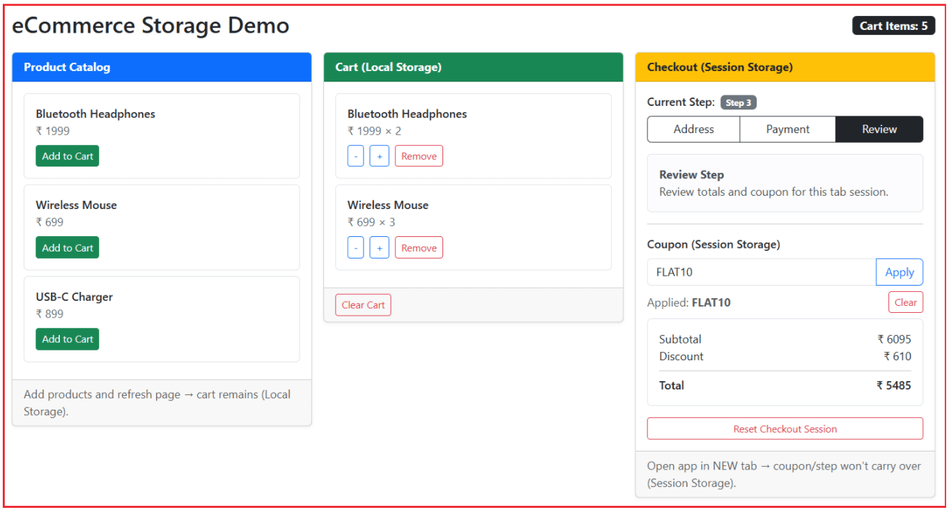 Local Storage vs Session Storage in Angular