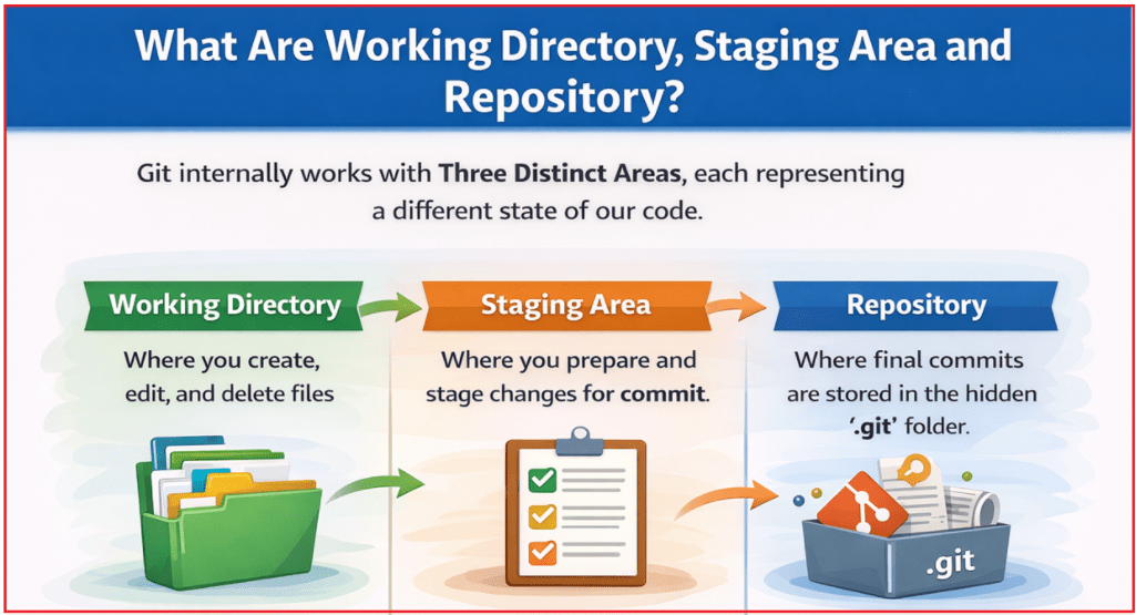 What Are Working Directory, Staging Area, and Repository?