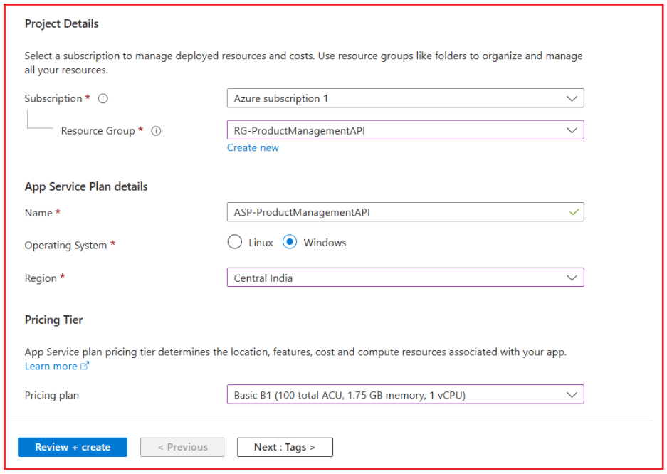 Create the App Service Plan