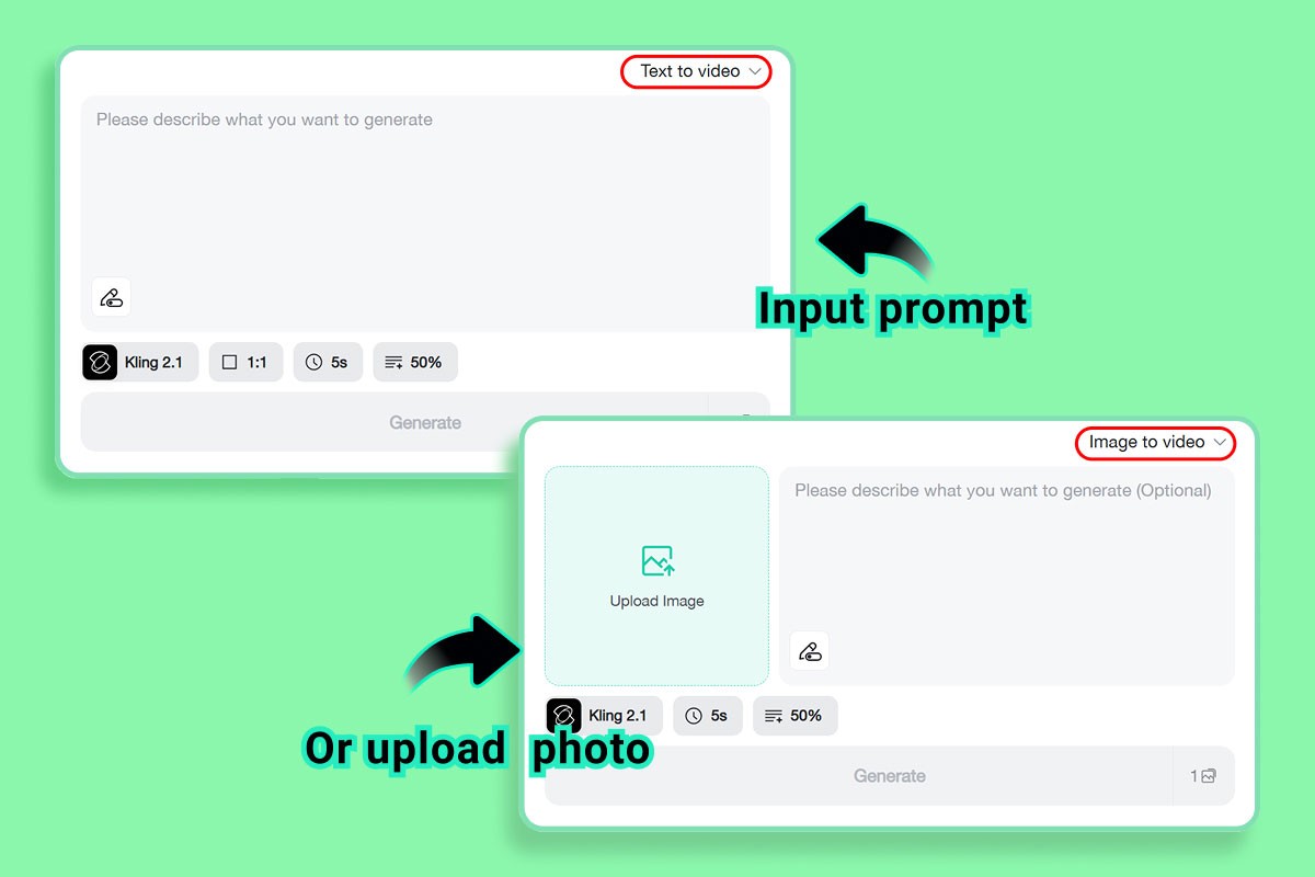 Step 1 Switch to Image to Video and Upload the Screenshot Step 1 Switch to Image to Video and Upload the Screenshot