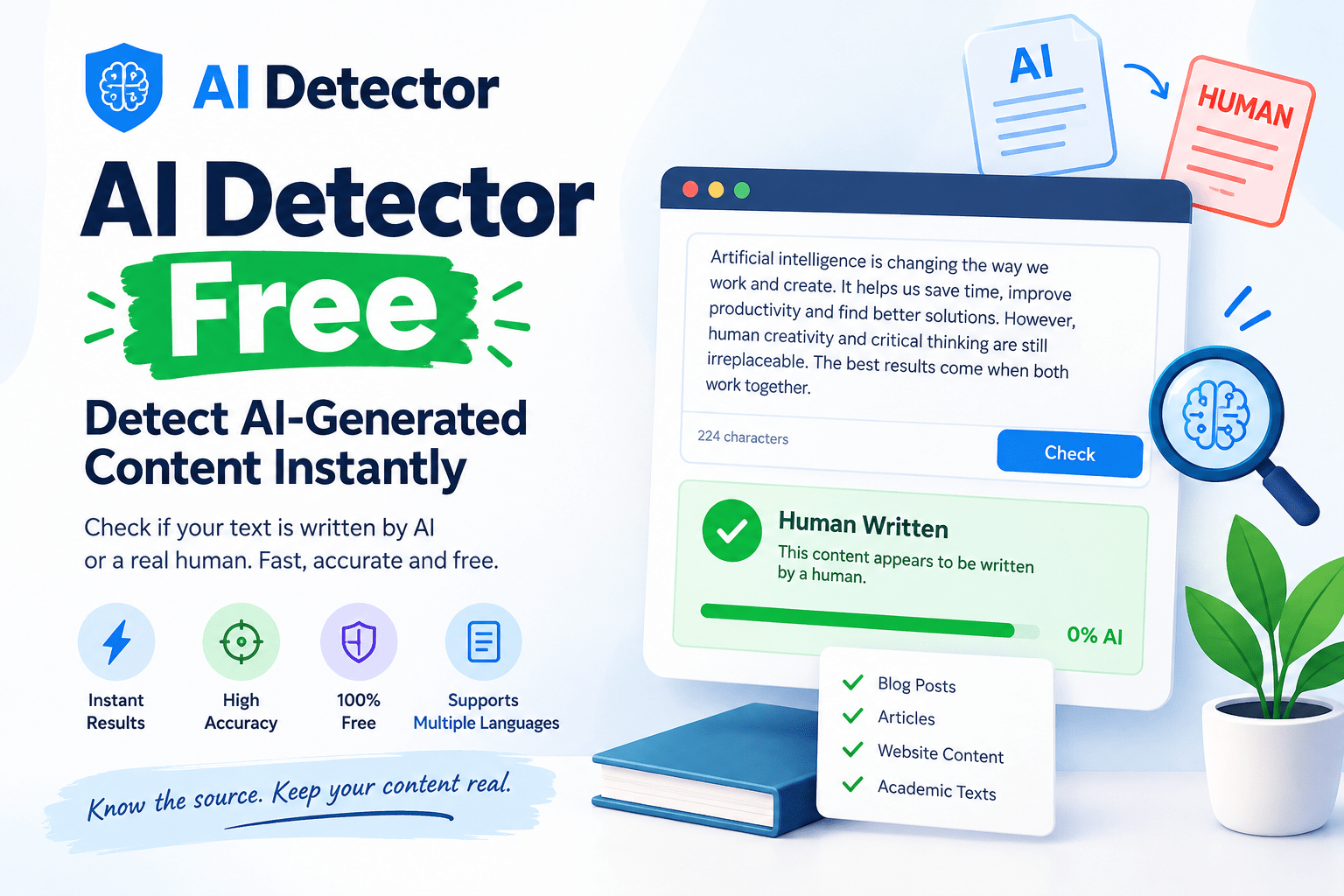 AI Detector Free: Detect AI-Generated Content Instantly